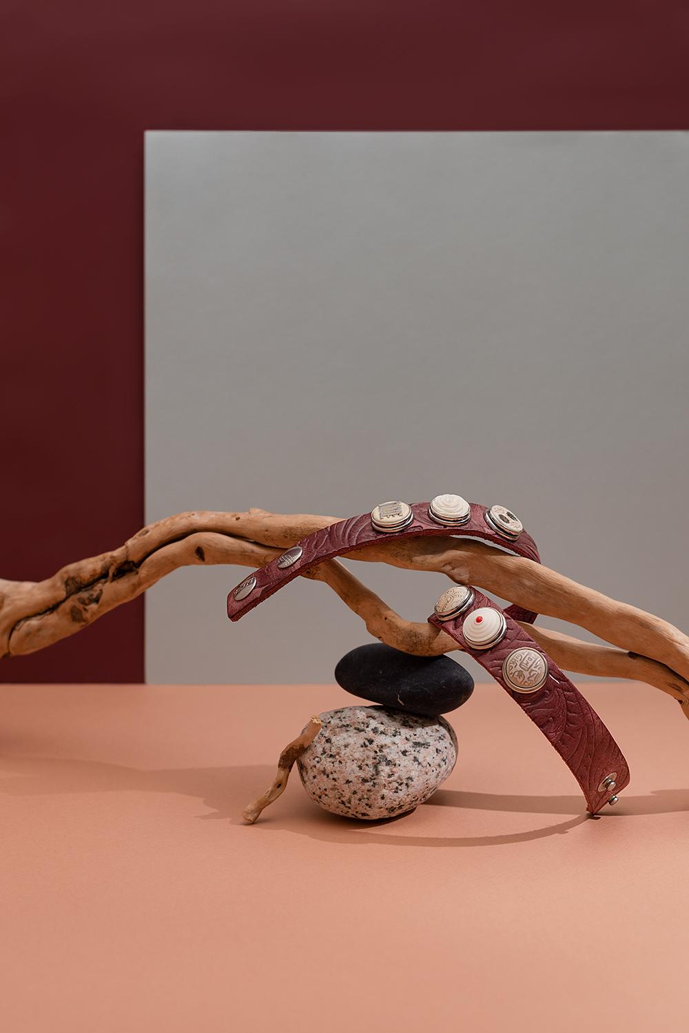 NOOSA Original classic double bracelet embossed bordeaux