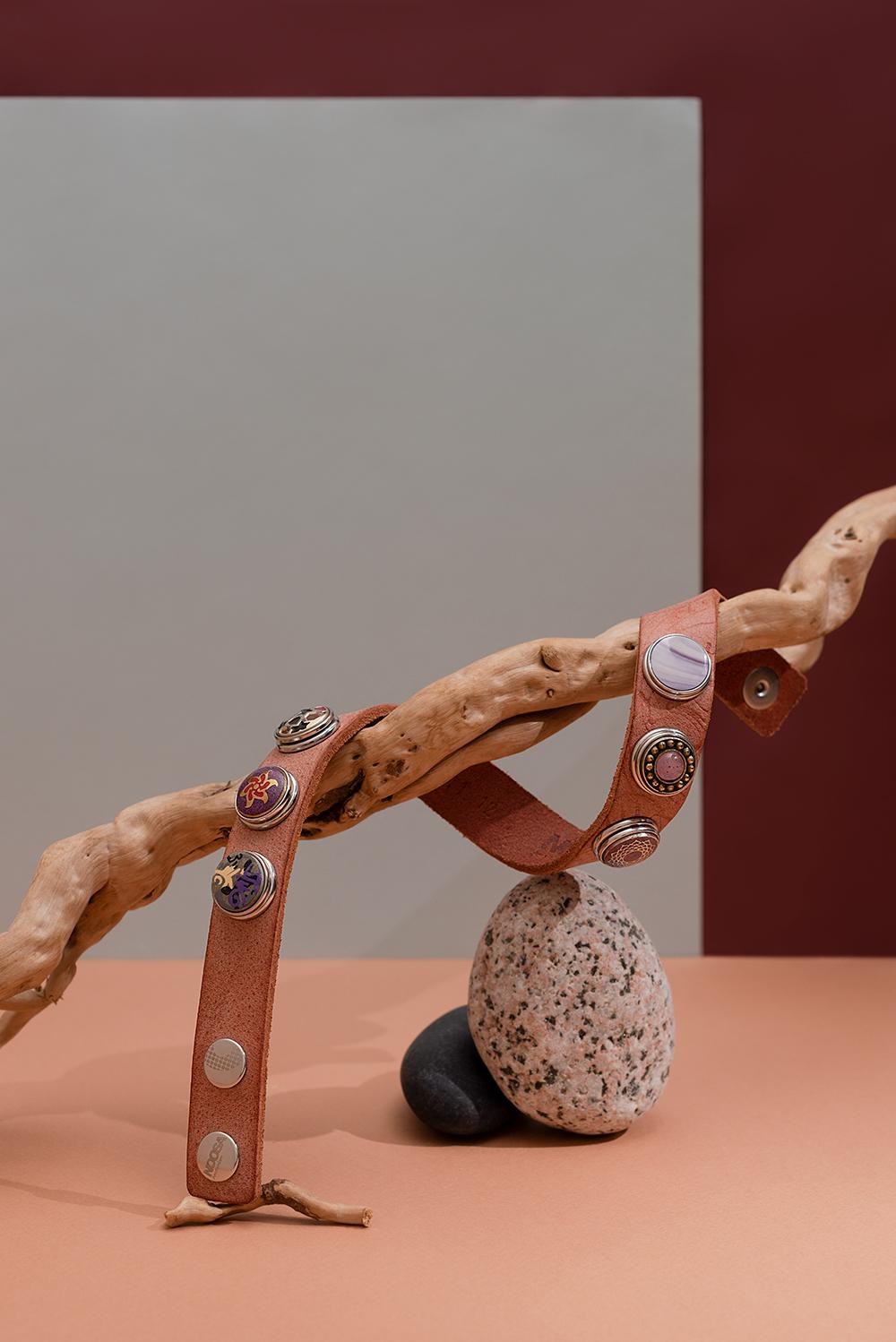 NOOSA Original classic double bracelet embossed peach