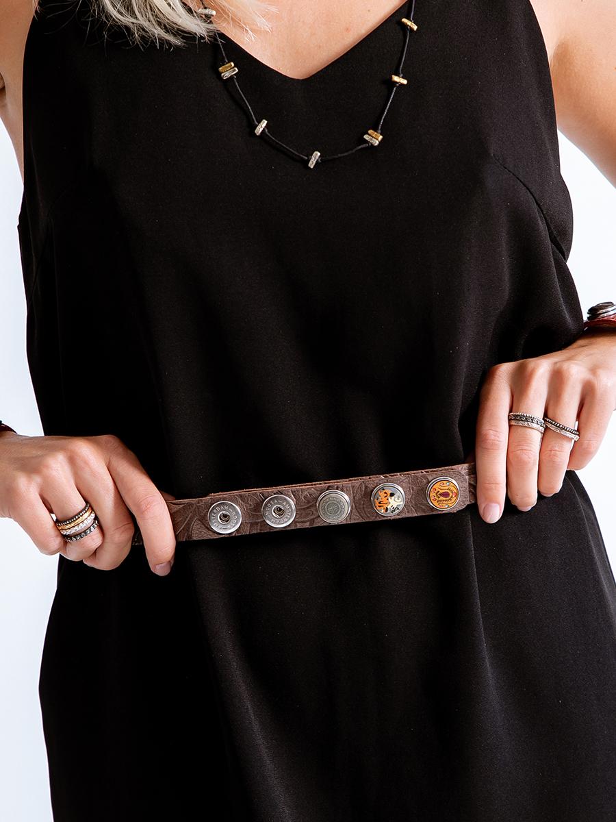 NOOSA Original Classic Narrow Belt Embossed Chocolate