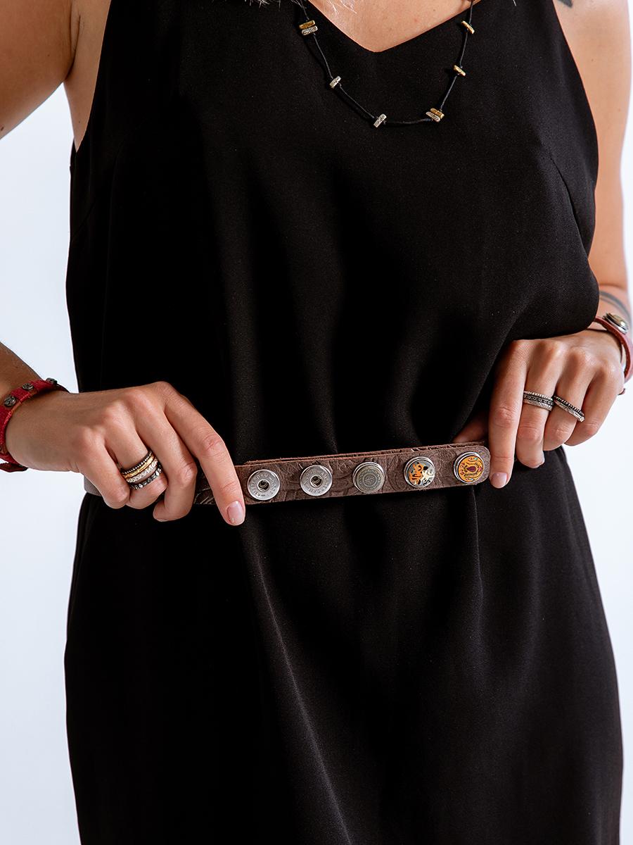 NOOSA Original Classic Narrow Belt Embossed Chocolate