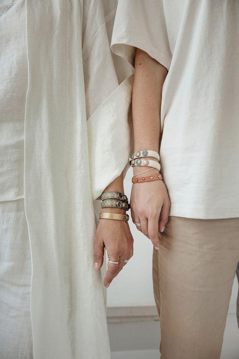 NOOSA Petite Classic Double Bracelet Salmon Skin Grey