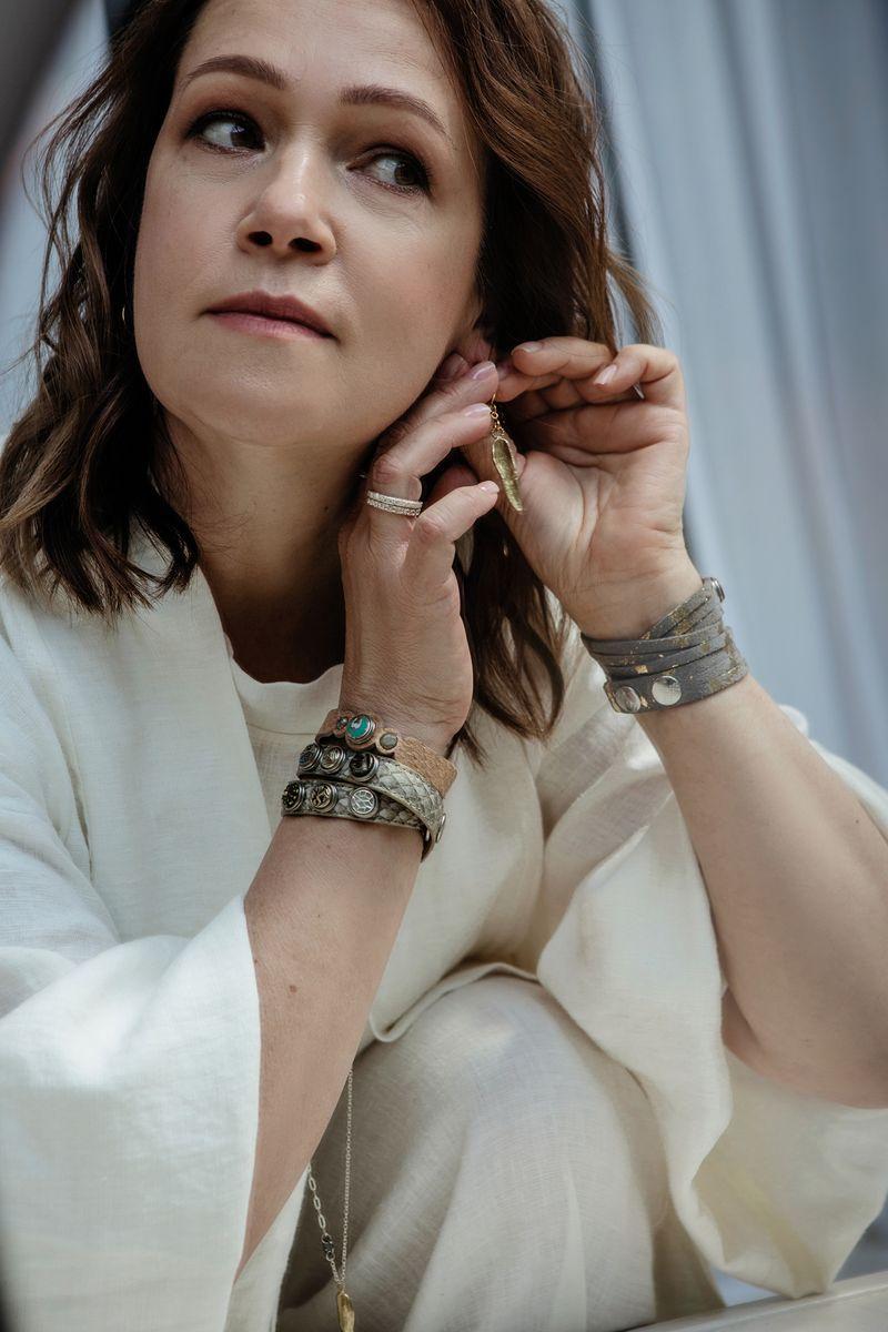 NOOSA Petite Classic Double Bracelet Salmon Skin Grey