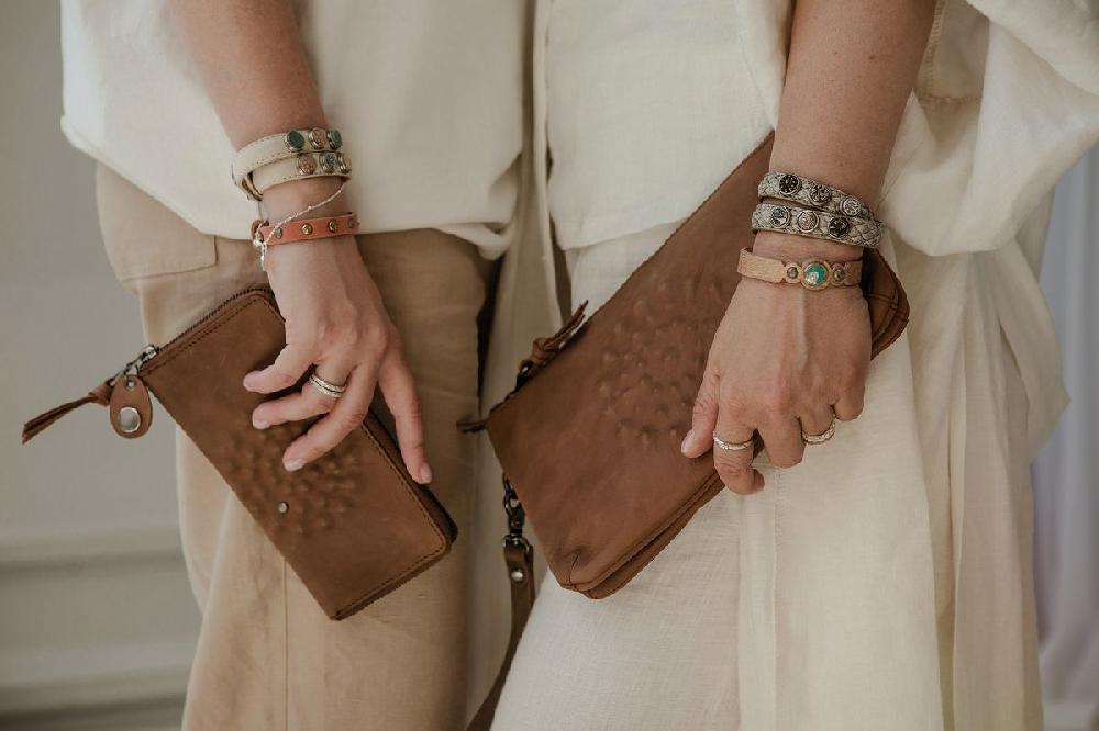 NOOSA Petite classic double bracelet salmon skin grey