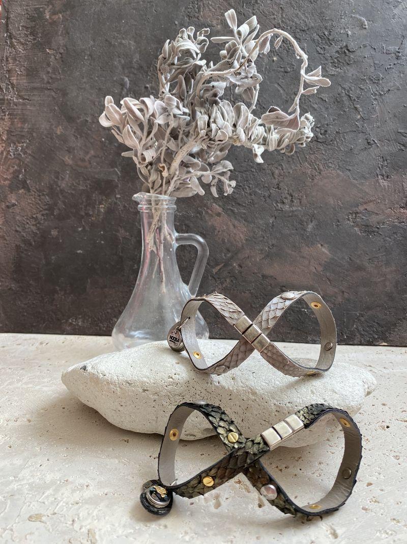 NOOSA Petite Salmon Leather Double Bracelet With Magnetic Lock Black