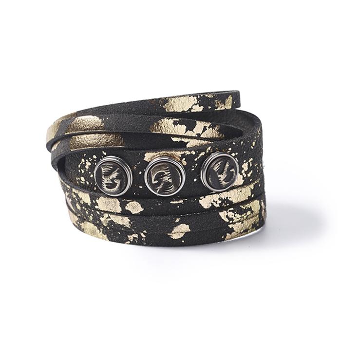 NOOSA Petite Triple Bracelet Golden Foil Black Graphite