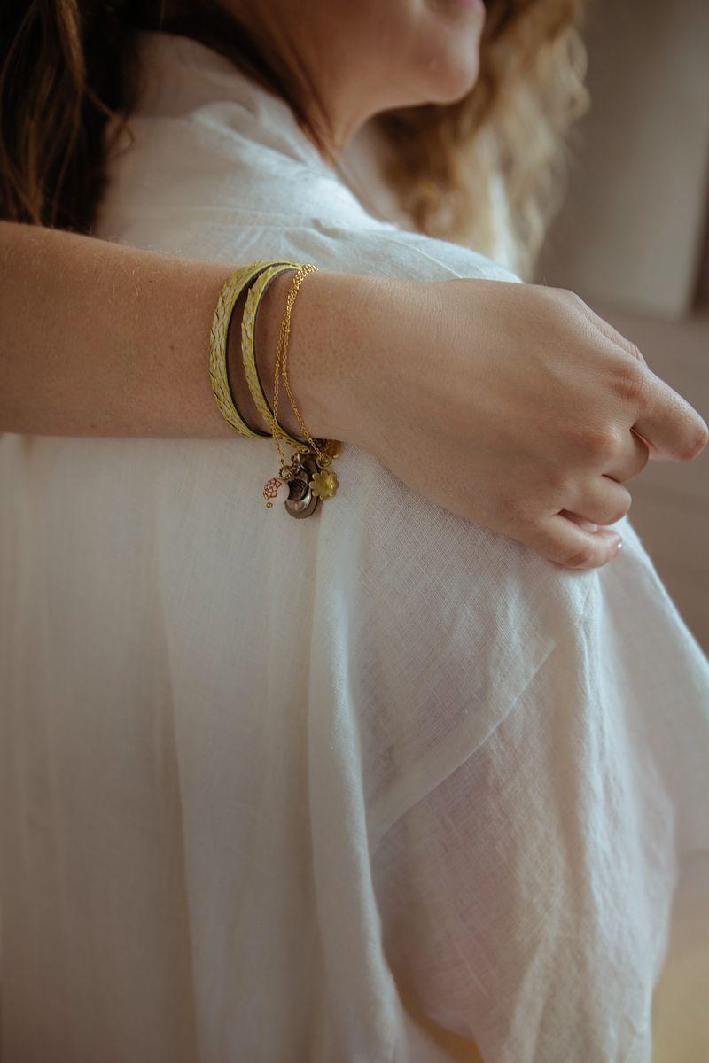 NOOSA Petite Triple Ocean bracelet salmon skin gold