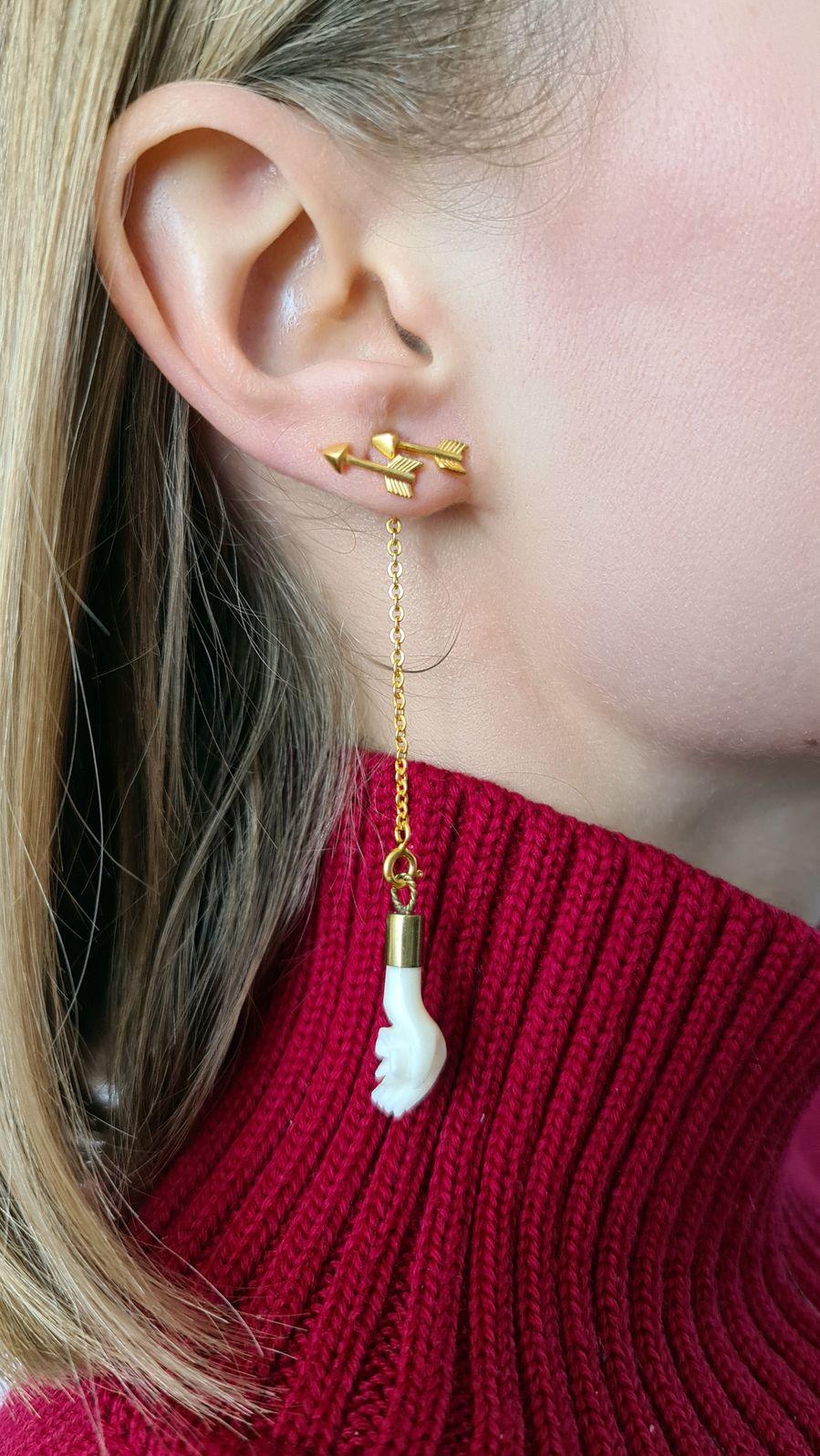 NOOSA Relic Arrow earstud gold-plated silver (price per piece)