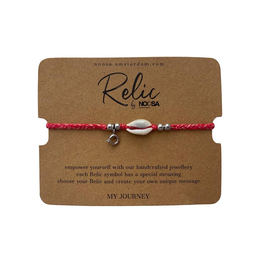 NOOSA Relic Coral Hand Braided Cotton Bracelet Silver