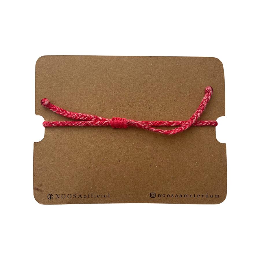 NOOSA Relic Coral Hand Braided Cotton Bracelet Silver