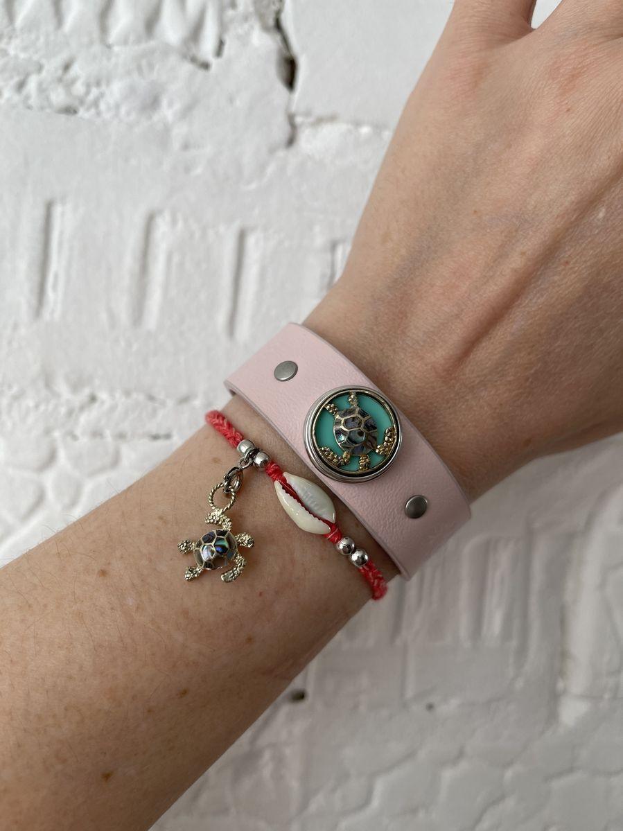 NOOSA Relic coral hand braided cotton bracelet silver