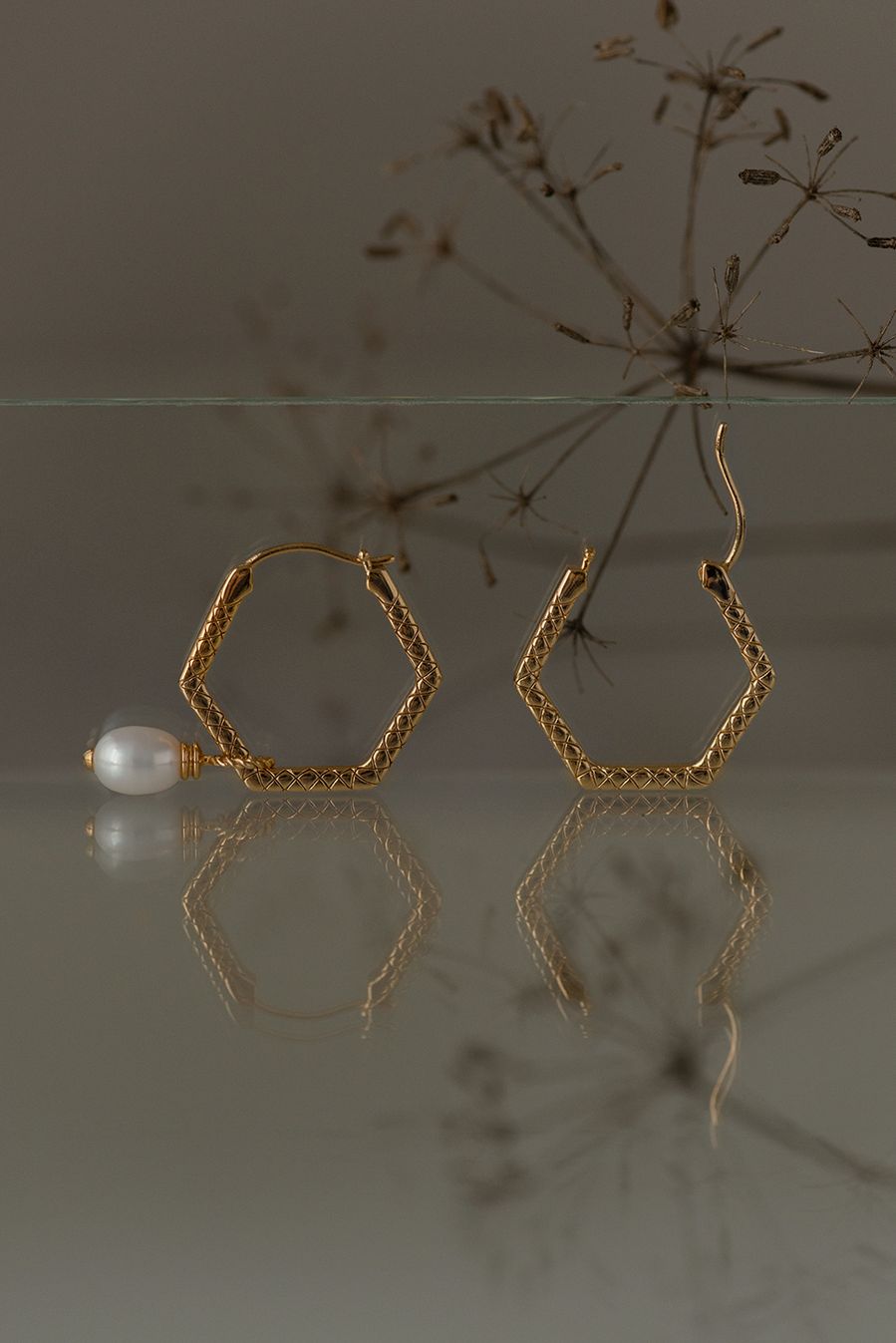 NOOSA Relic Hex Creole Earrings Gold Plated Silver (price Per Pair)