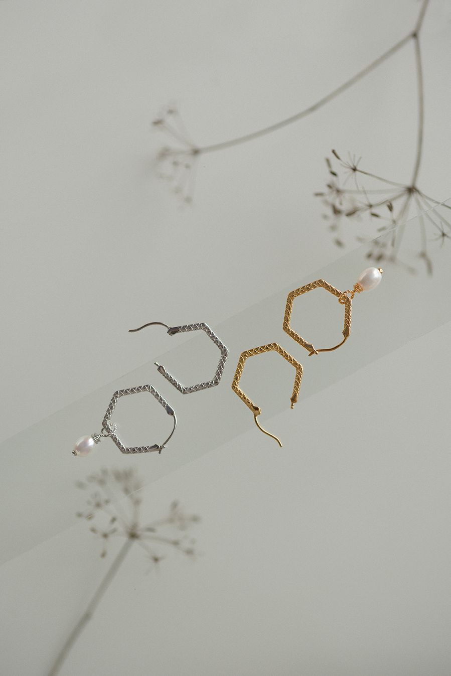 NOOSA Relic Hex Creole Earrings Gold Plated Silver (price Per Pair)