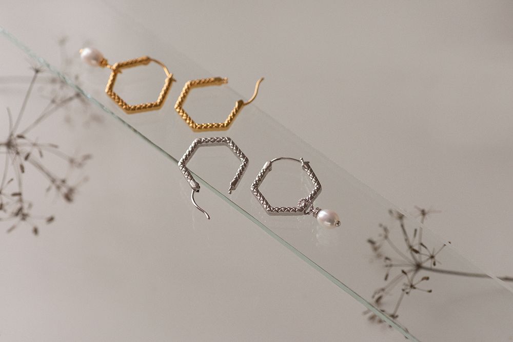 NOOSA Relic Hex Creole Earrings Silver (price Per Pair)