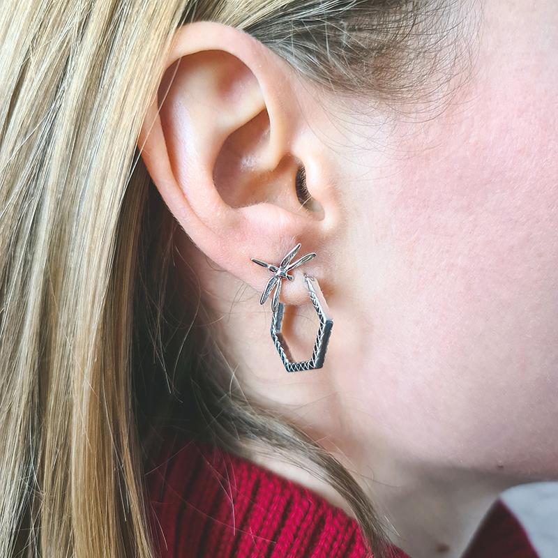 NOOSA Relic Hex creole earrings silver (price per pair)