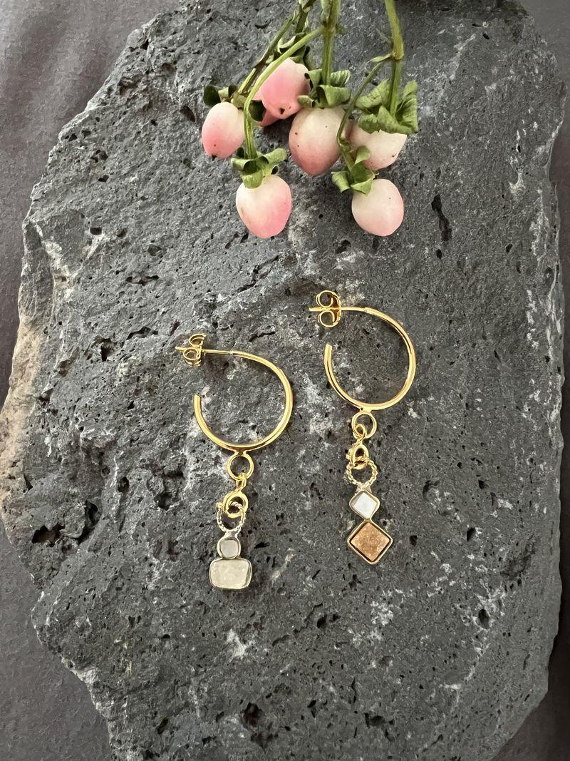 NOOSA Relic Mix & match classic creole earrings gold-plated silver (price per pair)