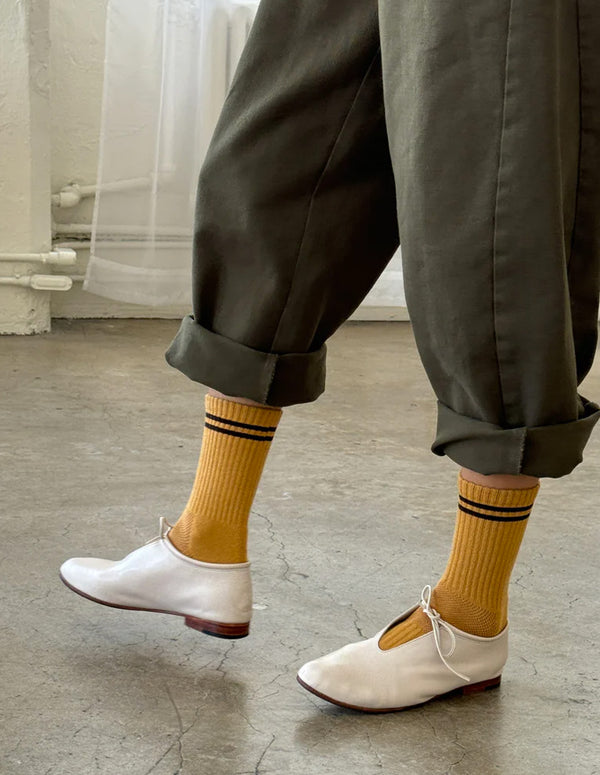 Nordic Muse Biscotti Yellow Boyfriend Socks Le Bon Shoppe