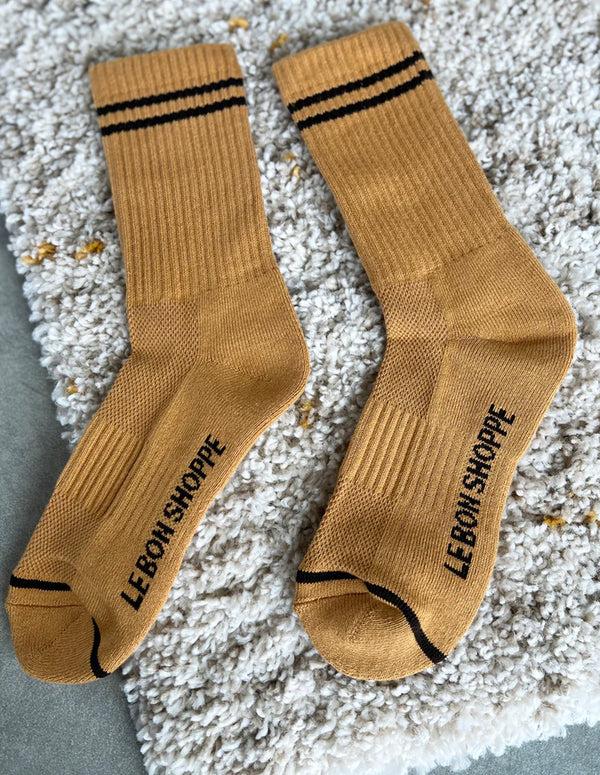 nordic muse Biscotti Yellow Boyfriend Socks Le Bon Shoppe