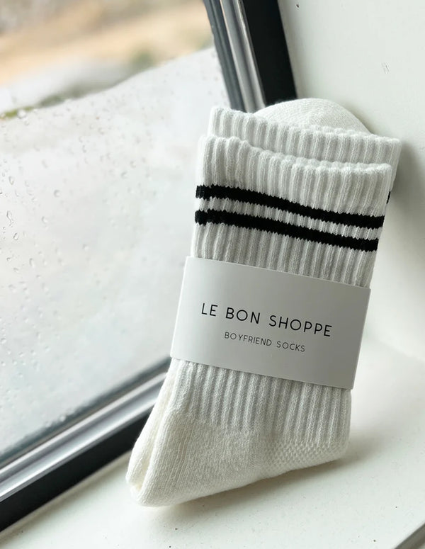 Nordic Muse Classic White Boyfriend Socks Le Bon Shoppe