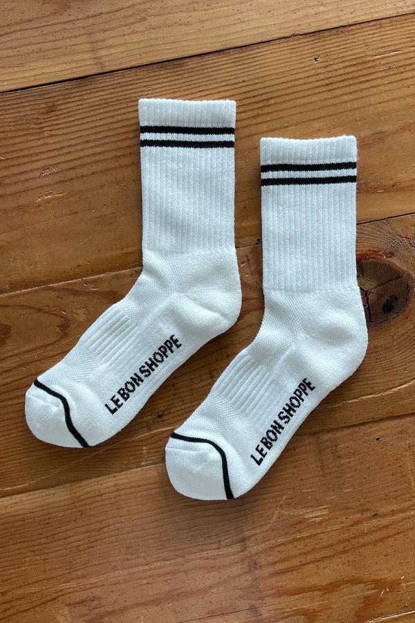 nordic muse Classic White Boyfriend Socks Le Bon Shoppe