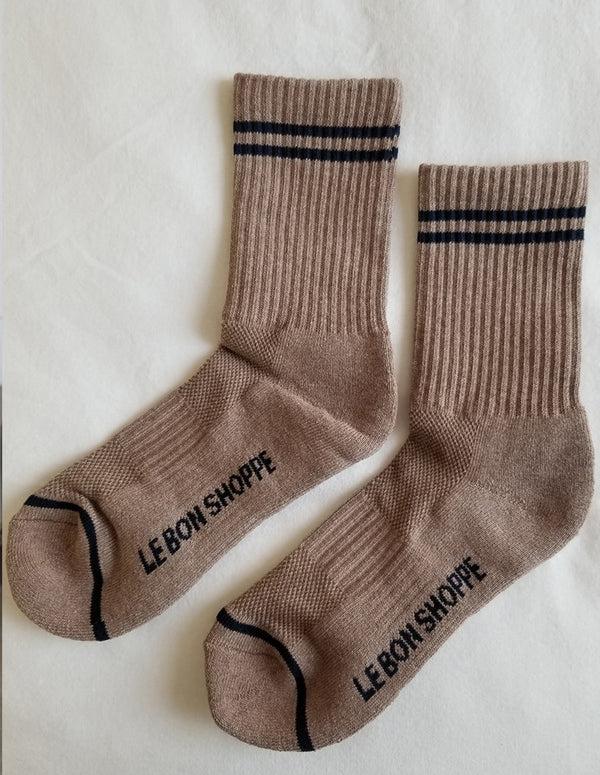 nordic muse Cocoa Brown Boyfriend Socks Le Bon Shoppe