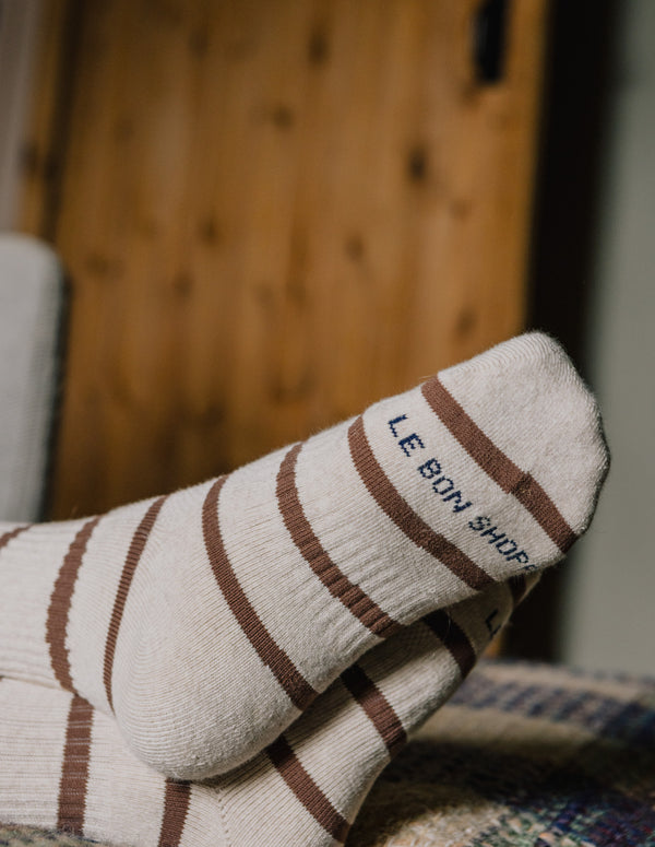 Nordic Muse Flax Stripe Boyfriend Socks Le Bon Shoppe
