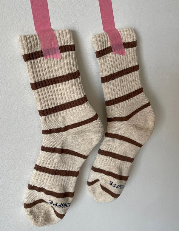 Nordic Muse Flax Stripe Boyfriend Socks Le Bon Shoppe
