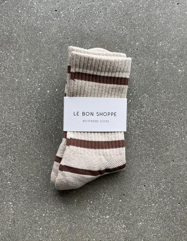 nordic muse Flax Stripe Boyfriend Socks Le Bon Shoppe