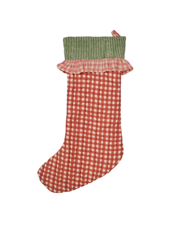 nordic muse Ginger Gingham Christmas Stocking YONDER