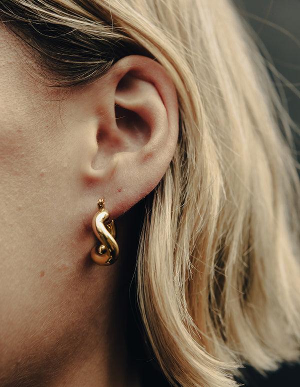 Nordic Muse Gold Fluid Hoop Earrings Tarnish-Free Gold Plating
