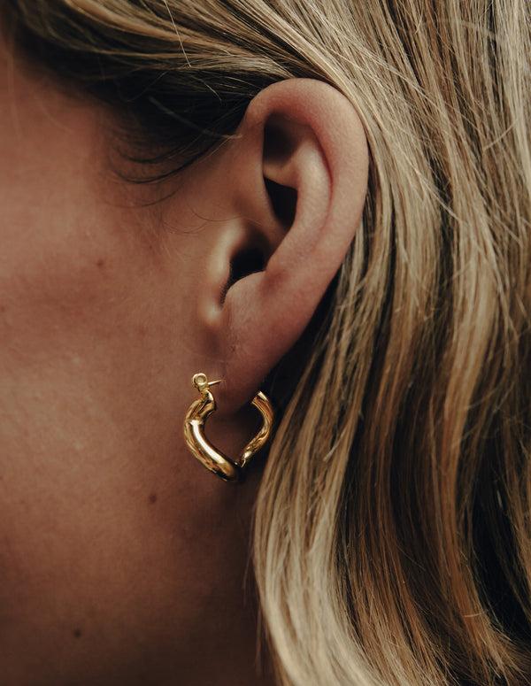 Nordic Muse Gold Fluid Hoop Earrings Tarnish-Free Gold Plating
