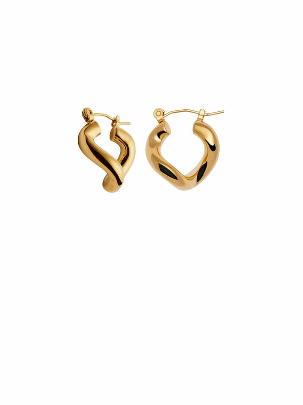 Nordic Muse Gold Fluid Hoop Earrings Tarnish-Free Gold Plating