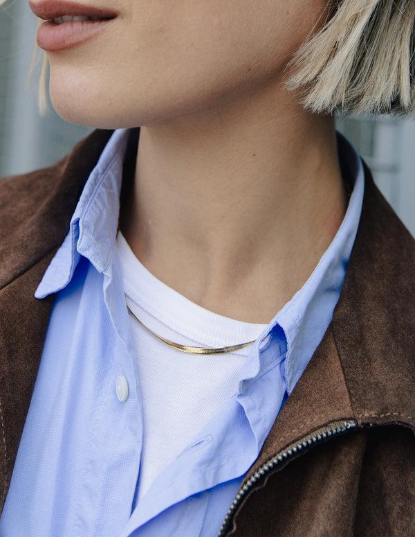 nordic muse Gold Snake Chain Choker Necklace Tarnish-Free Gold Plating