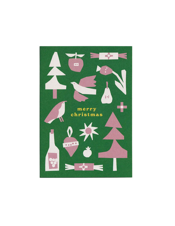 nordic muse Merry Christmas Green Greetings Card Cait McEniff