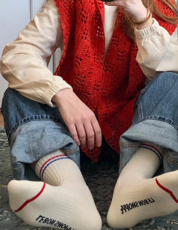 Nordic Muse Milk White Boyfriend Socks Le Bon Shoppe