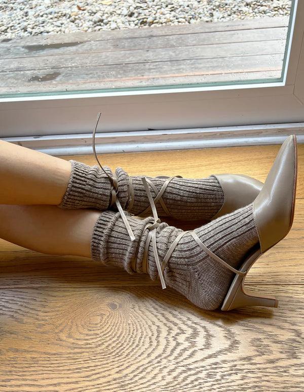 Nordic Muse Flax Brown Cottage Socks Le Bon Shoppe