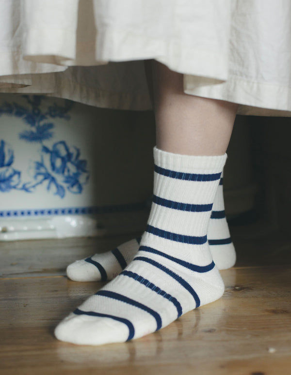 Nordic Muse Sailor Stripe Boyfriend Socks Le Bon Shoppe