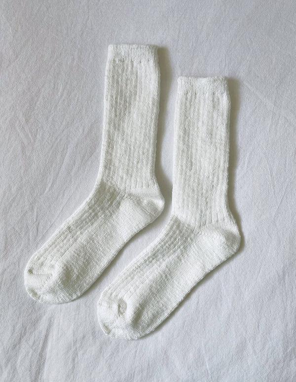 Nordic Muse White Linen Cottage Socks Le Bon Shoppe