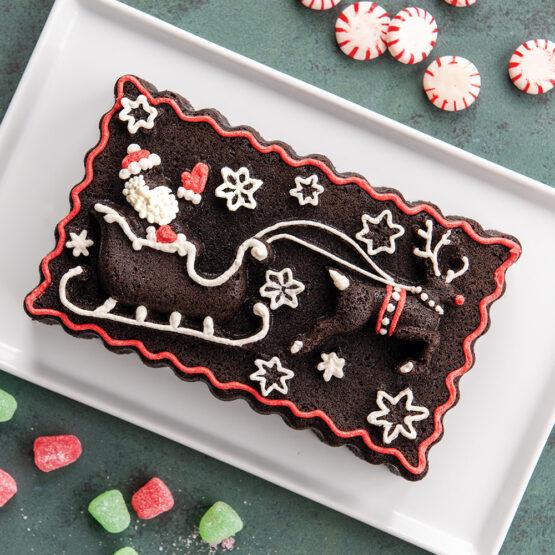 Nordic Ware Santa Sleigh Loaf Pan & Chocolate Peppermint Cake Mix