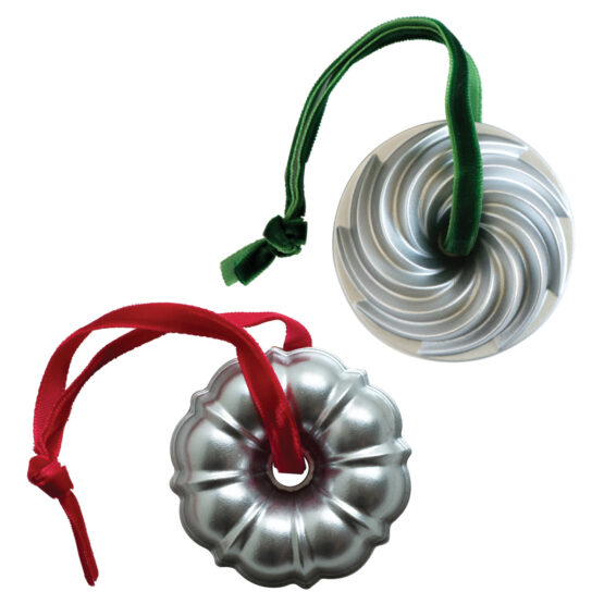 nordic ware Set of 2 Silver Collectible Cast Ornaments Classic and Heritage Bundt®