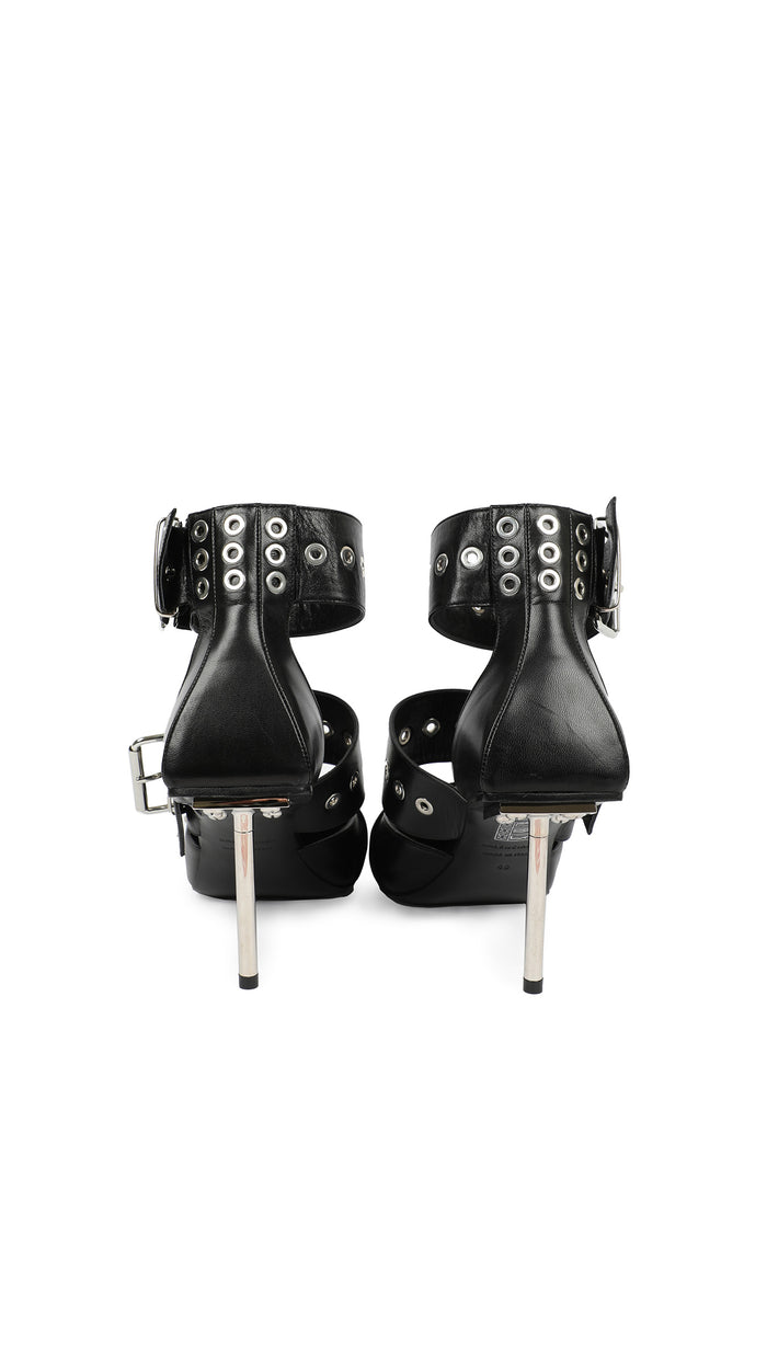 Norma Kamali BALENCIAGA BLACK LEATHER BELT BUCKLE PUMP