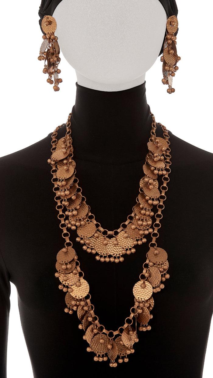 Norma Kamali COIN NECKLACES BRACELET AND EARRING SET