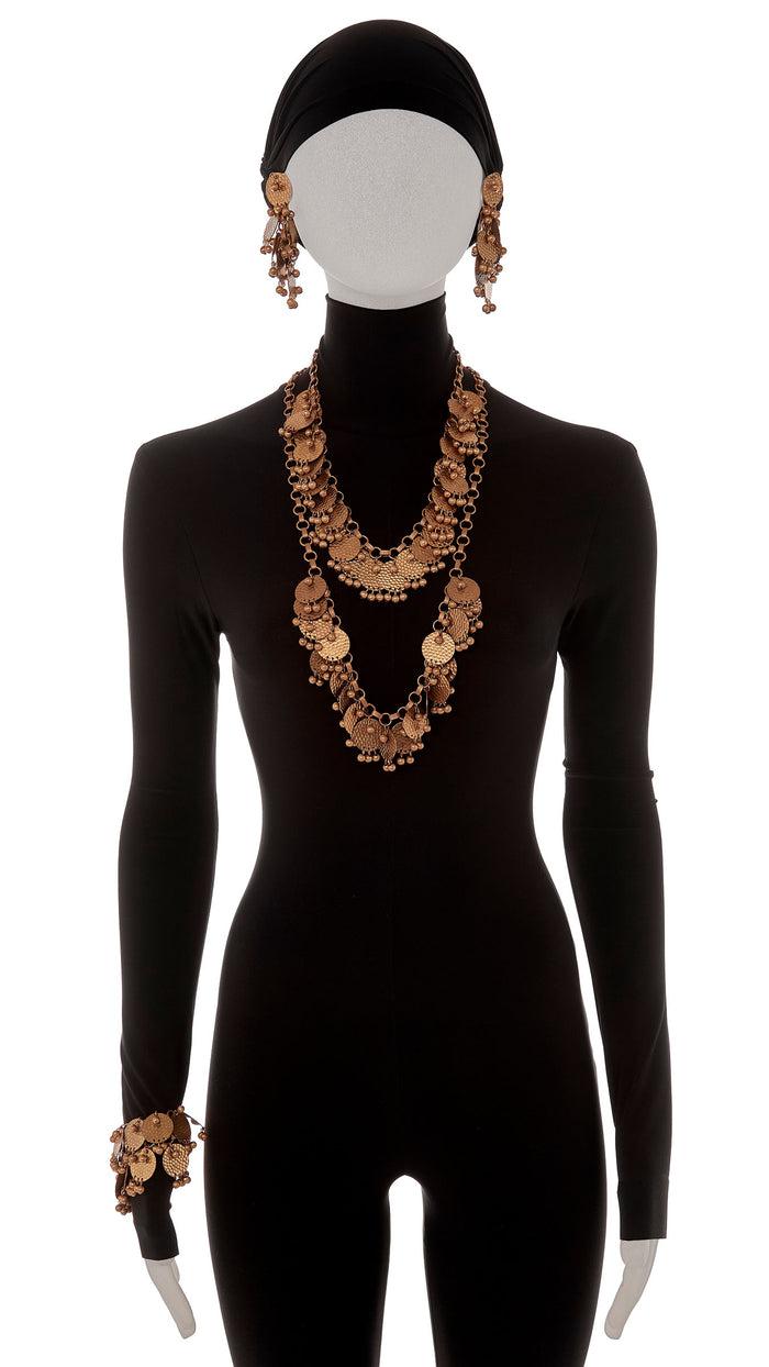 norma kamali COIN NECKLACES BRACELET AND EARRING SET