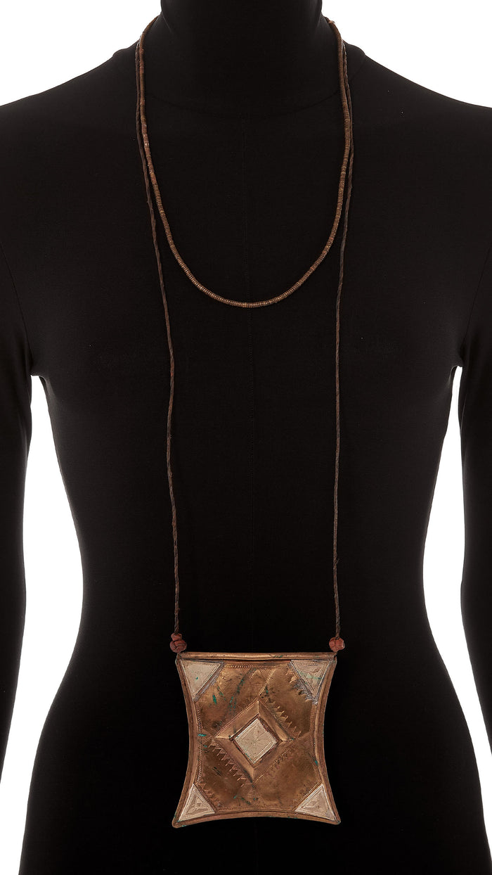 Norma Kamali COPPER & SILVER ETCHED WEST AFRICAN PENDANT