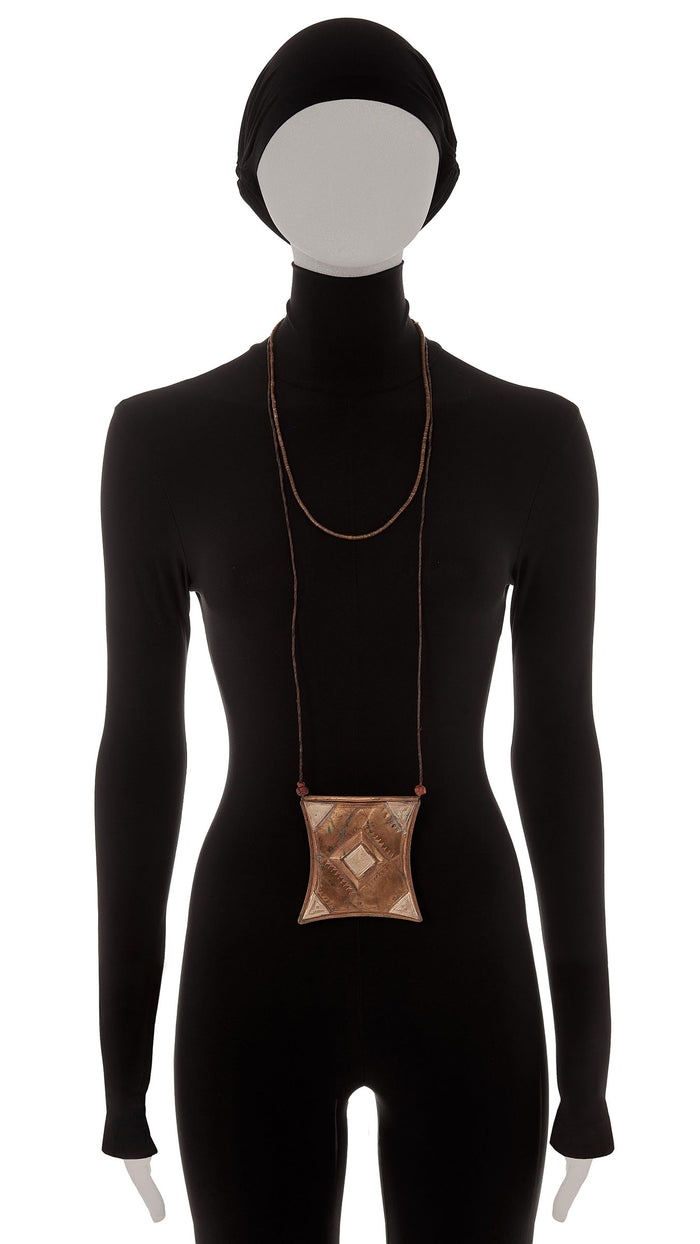 norma kamali COPPER & SILVER ETCHED WEST AFRICAN PENDANT