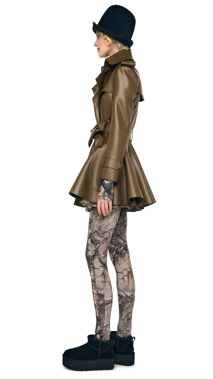 Norma Kamali DOUBLE BREASTED TRENCH FLARED MINI DRESS