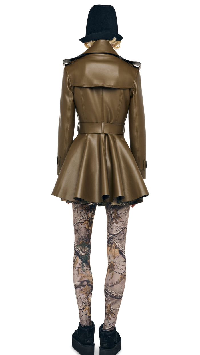 Norma Kamali DOUBLE BREASTED TRENCH FLARED MINI DRESS