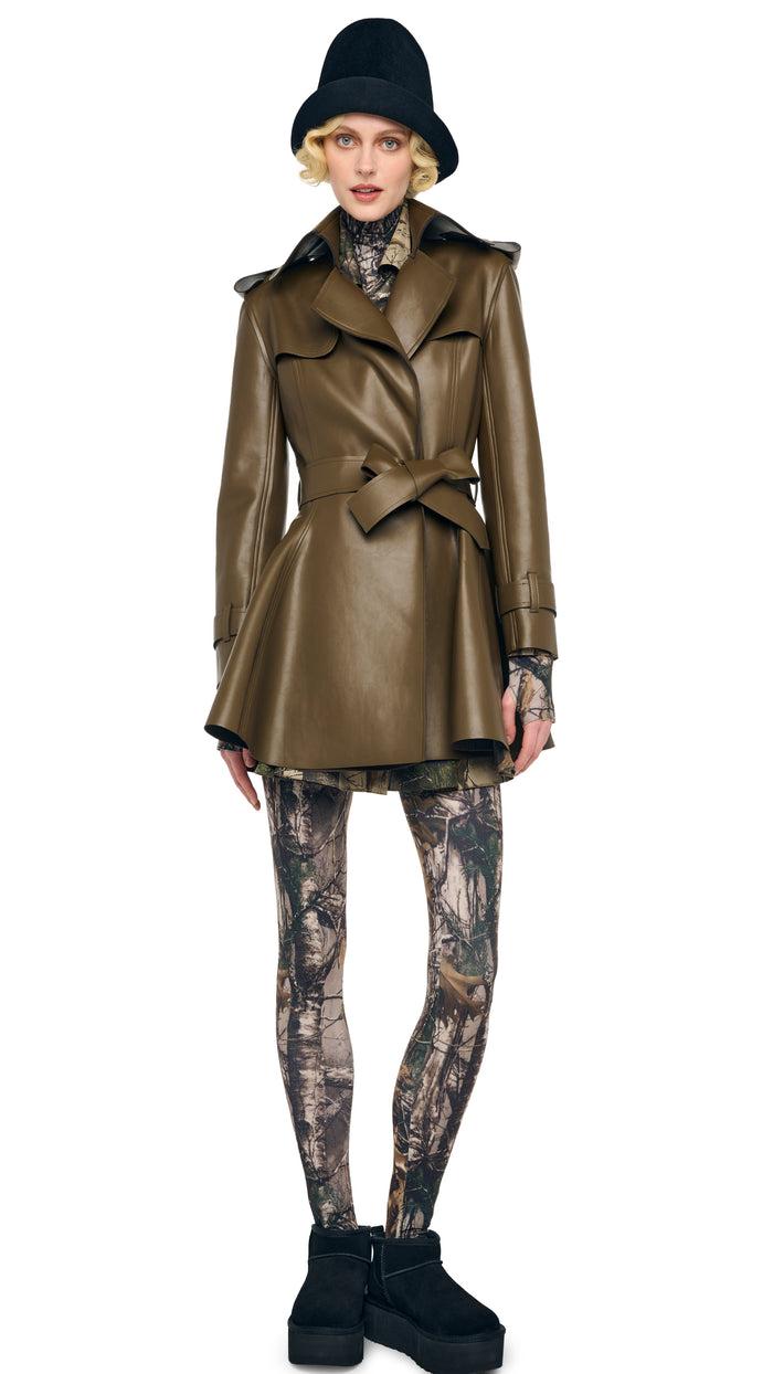 Norma Kamali DOUBLE BREASTED TRENCH FLARED MINI DRESS