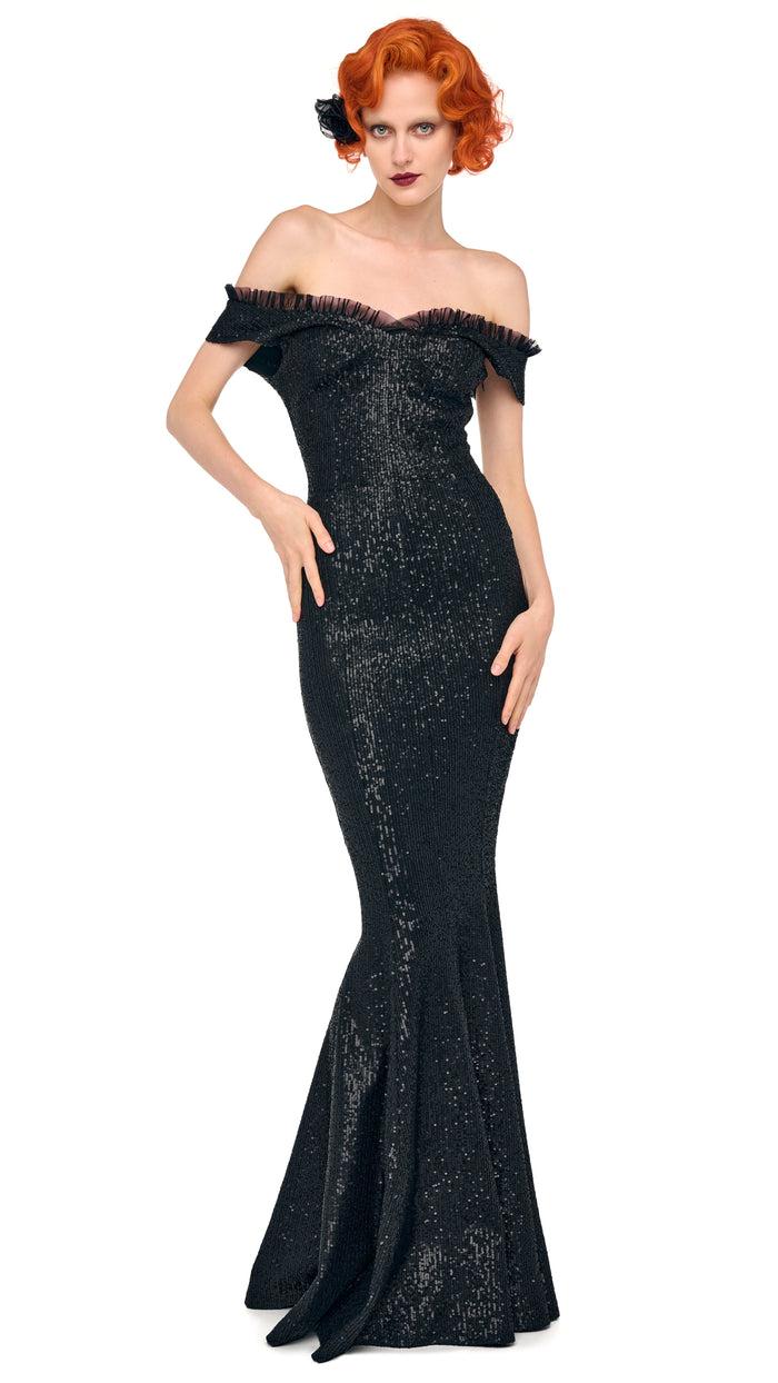 Norma Kamali DOUBLE DROP SHOULDER GRACE FISHTAIL GOWN