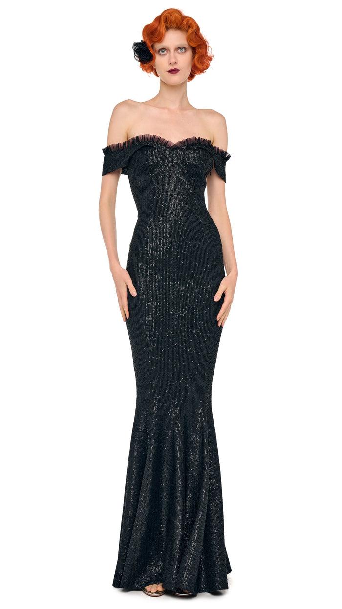 norma kamali DOUBLE DROP SHOULDER GRACE FISHTAIL GOWN