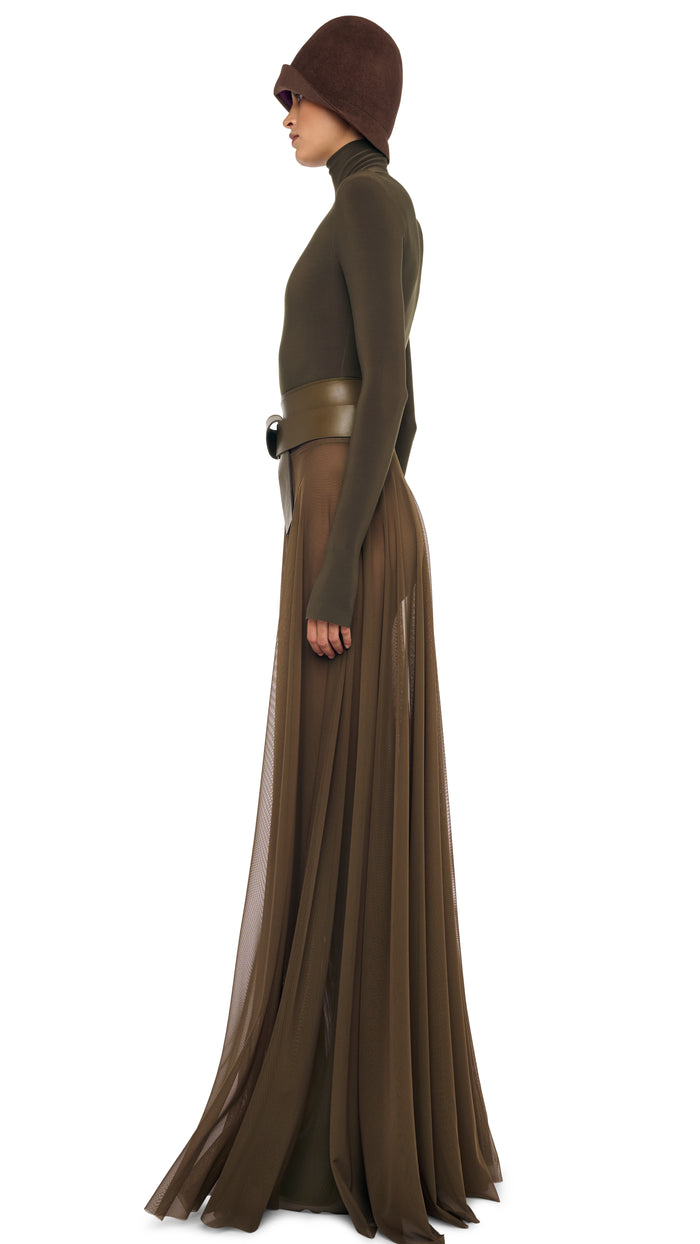 Norma Kamali FLARED SKIRT TO FLOOR W/ LEGGING W/ FOOTIE